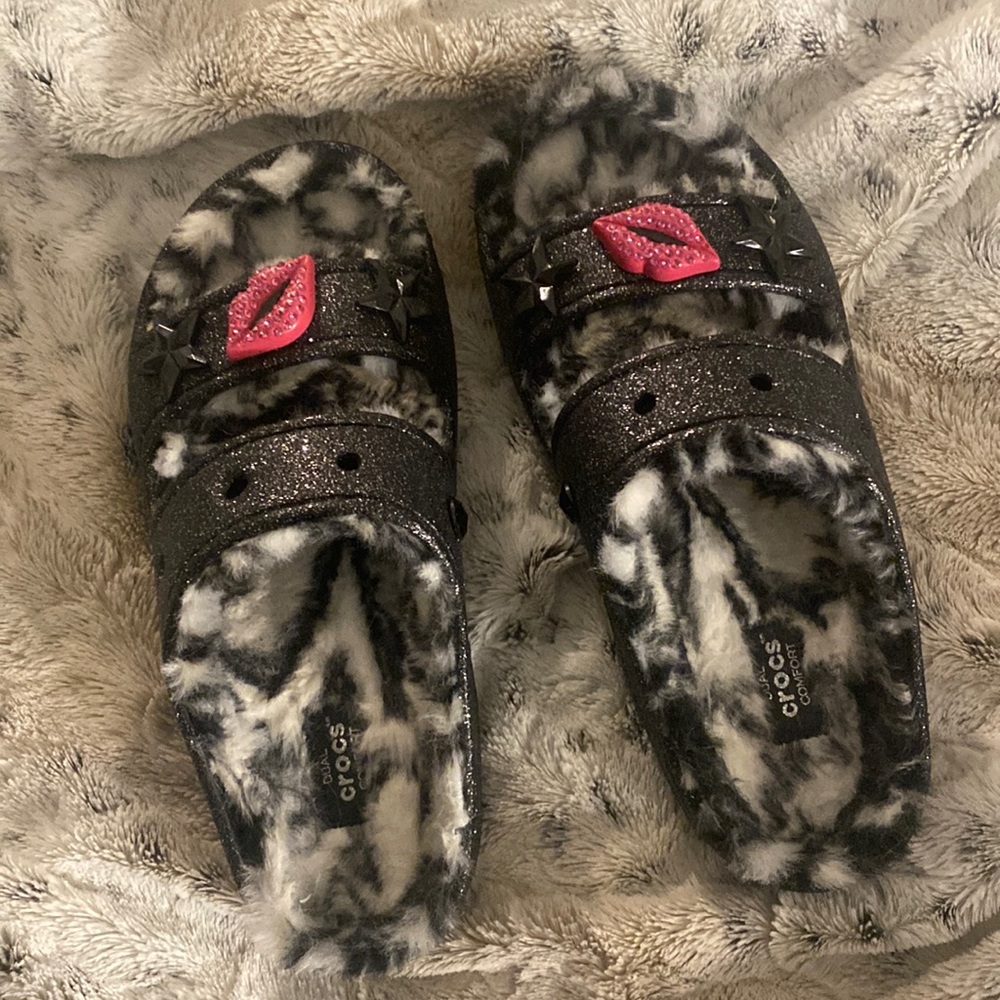 Crocs glitter slides size 8 worn once mint condition